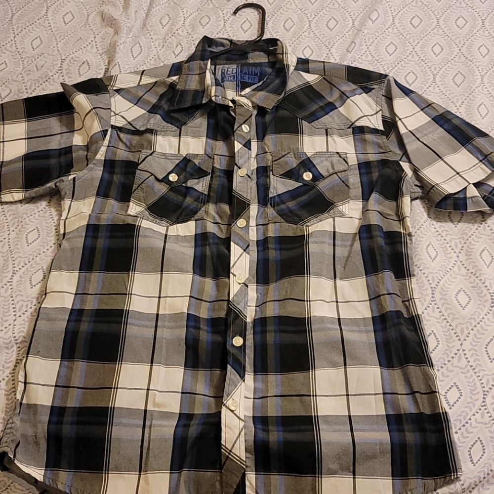 Men's reclaim black and blue button down
